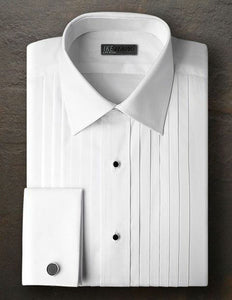 Ike Behar 100% Cotton Pleated White French Cuff Dress Shirt