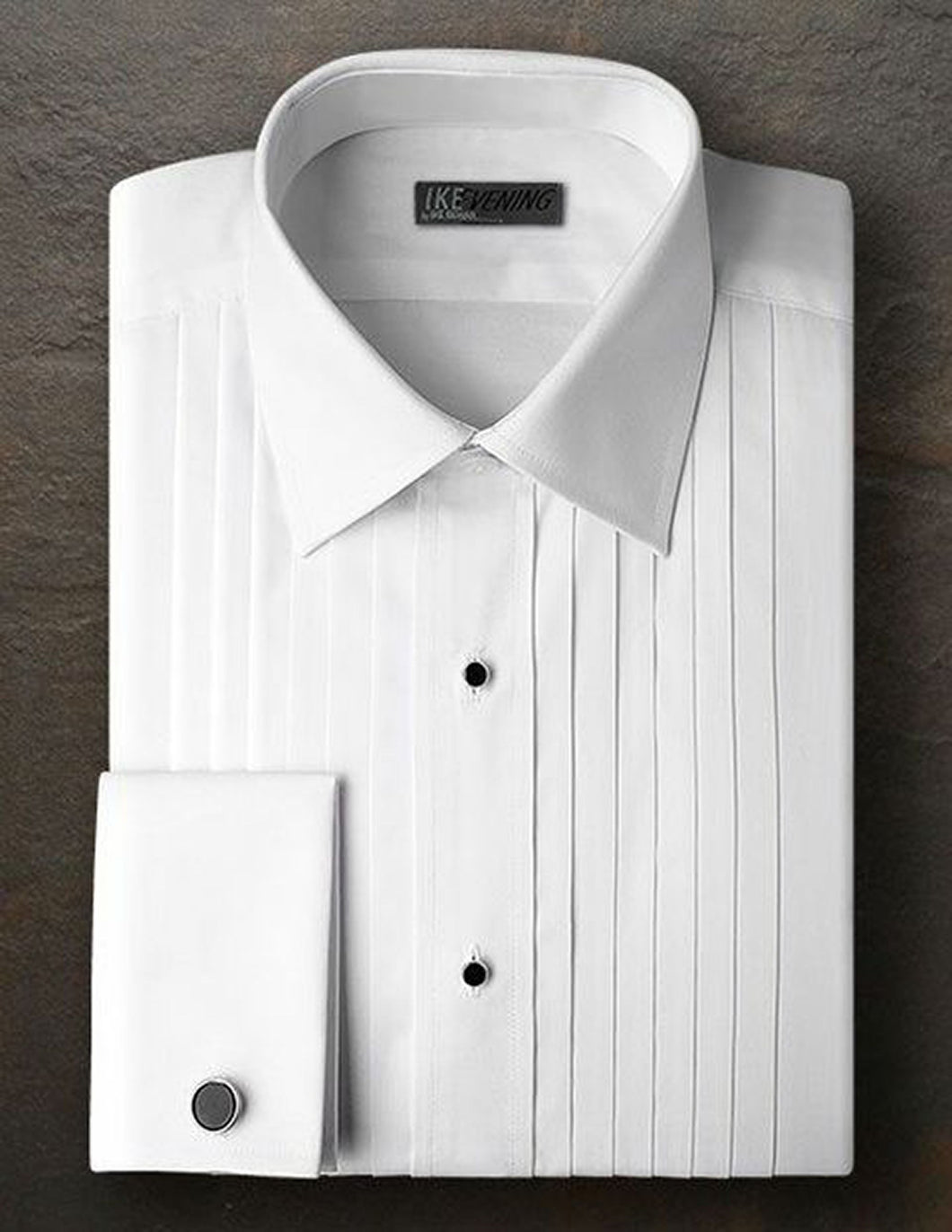 Ike Behar 100% Cotton Pleated White French Cuff Dress Shirt