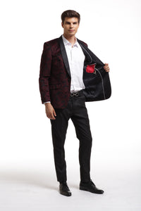 Elie Balleh Burgundy Paisley Dinner Jacket With Shawl Collar