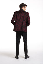 Load image into Gallery viewer, Elie Balleh Burgundy Paisley Dinner Jacket With Shawl Collar
