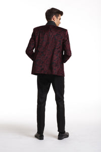 Elie Balleh Burgundy Paisley Dinner Jacket With Shawl Collar