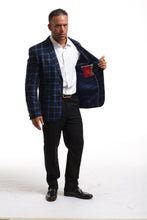 Load image into Gallery viewer, Elie Balleh Navy Windowpane Sportcoat With Pocket Square
