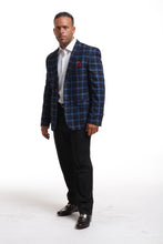 Load image into Gallery viewer, Elie Balleh Navy Windowpane Sportcoat With Pocket Square
