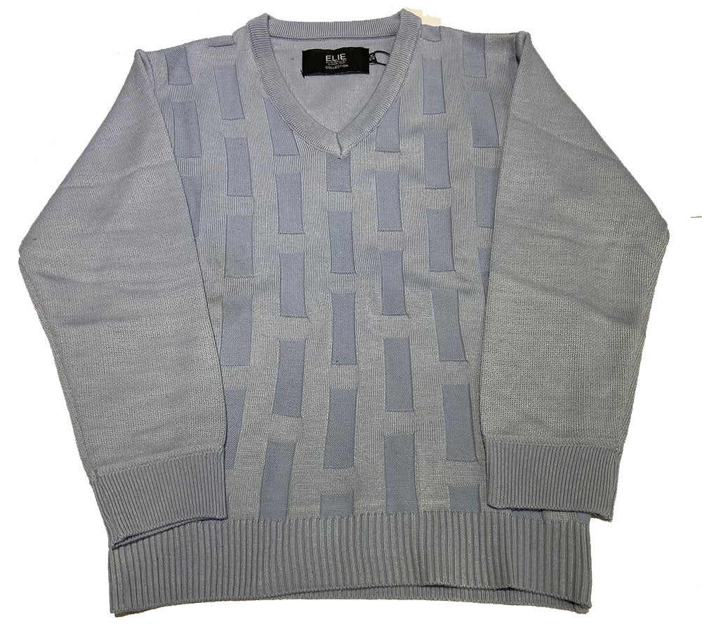 Elie Balleh Gray Solid Tone-On-Tone Geometric Sweater