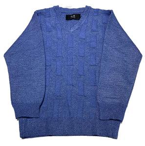 Elie Balleh Royal Blue Solid Tone-On-Tone Geometric Sweater