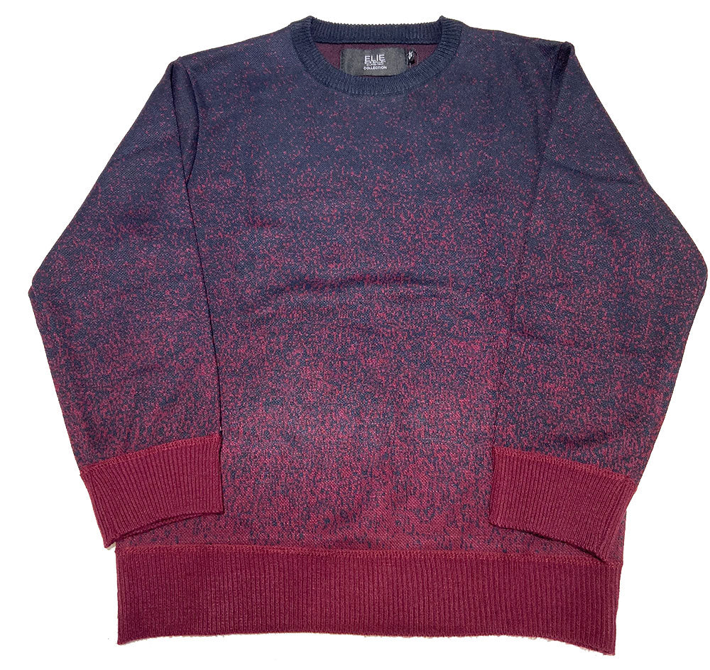 Elie Balleh Red & Navy Speckled Hombre Crewneck Sweater