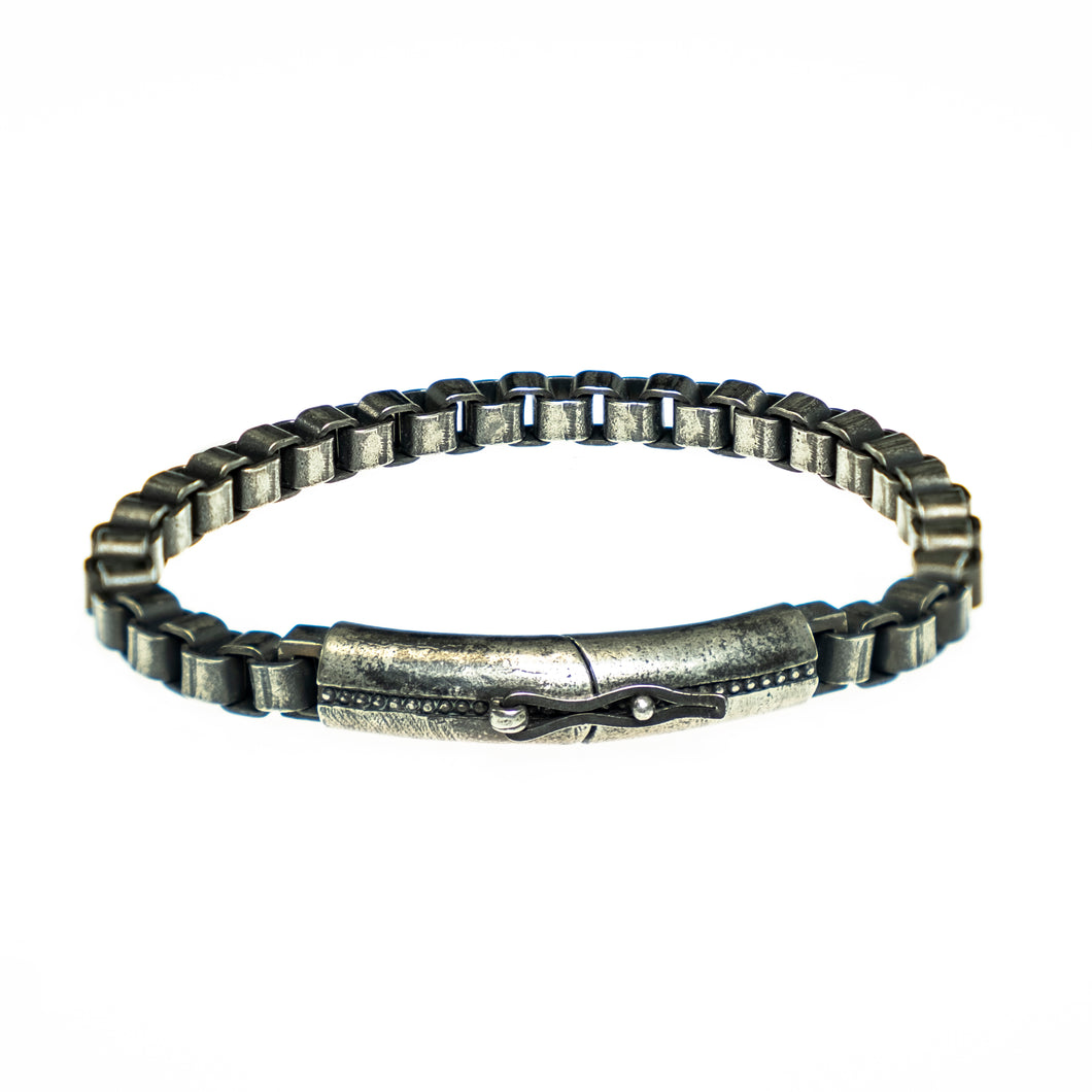 Jean Claude Gunmetal Stainless Steel Chain Link Bracelet