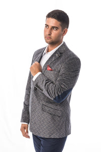 Elie Balleh Royal Blue Velvet Wavy Geo Sportcoat