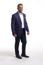 Load image into Gallery viewer, Elie Balleh Royal Blue With Purple Windowpane Sportcoat
