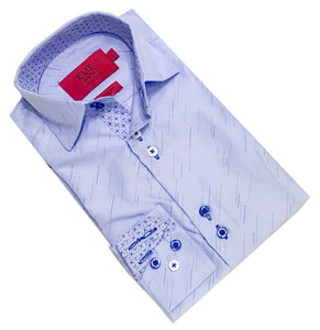 Elie Balleh Blue "Dot-Dash"  Sportshirt With Contrast Neck & Cuff Lining