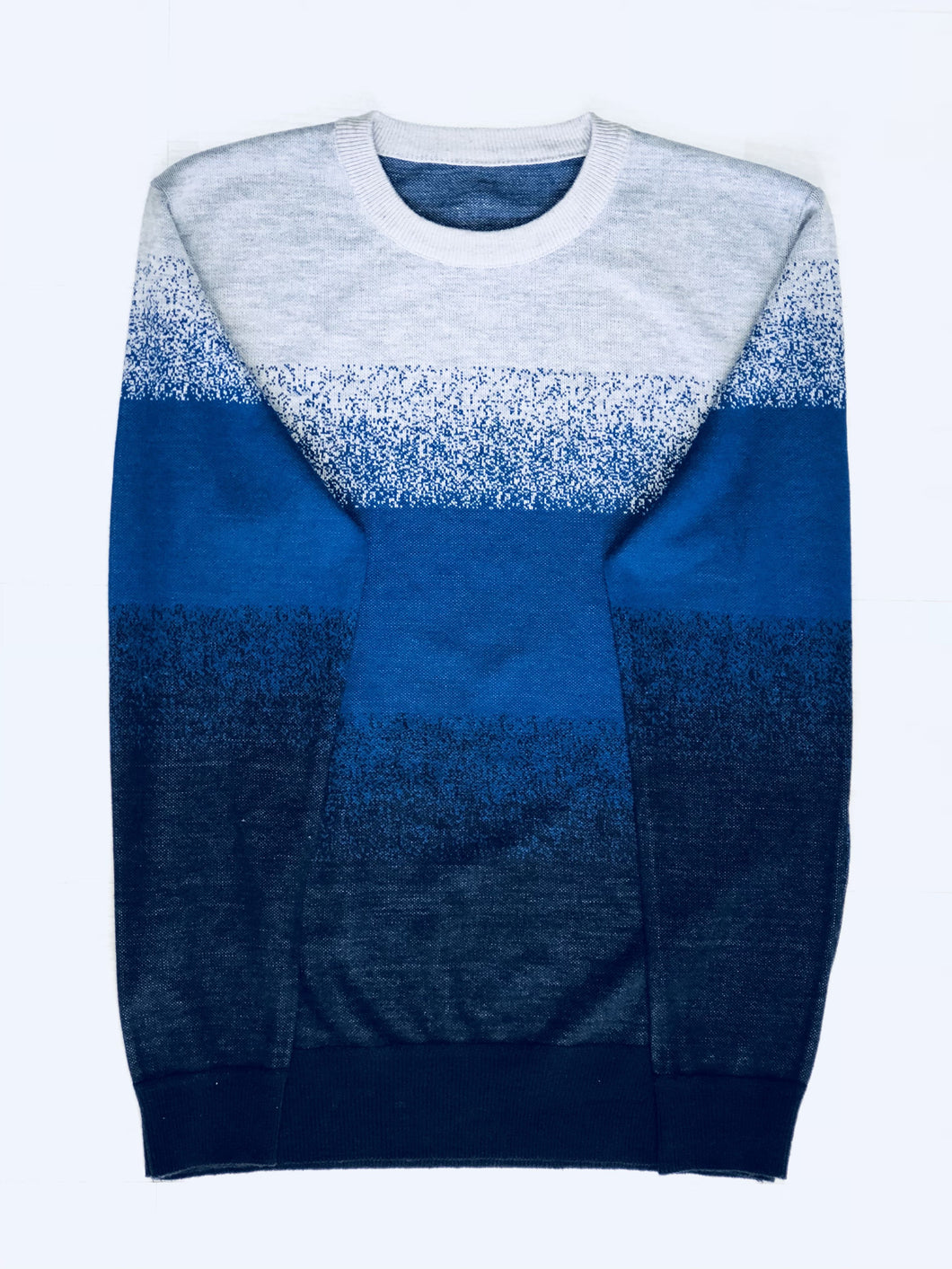 Elie Balleh Blue & White Color Block Hombre Crewneck Sweater