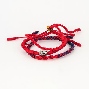Jean Claude Triple Set of Handmade Tibetan Buddha Red Bracelets