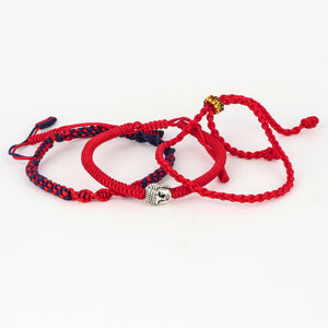 Jean Claude Triple Set of Handmade Tibetan Buddha Red Bracelets