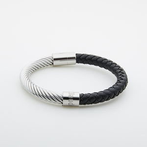 Jean Claude Stainless Steel & Braided  Leather Bracelet