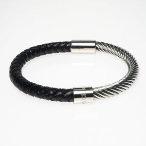 Jean Claude Stainless Steel & Braided  Leather Bracelet