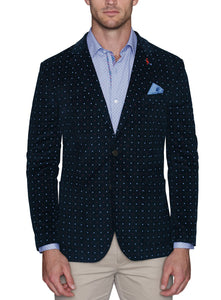 Tailorbyrd Navy Pokadot  Corduroy Sportcoat