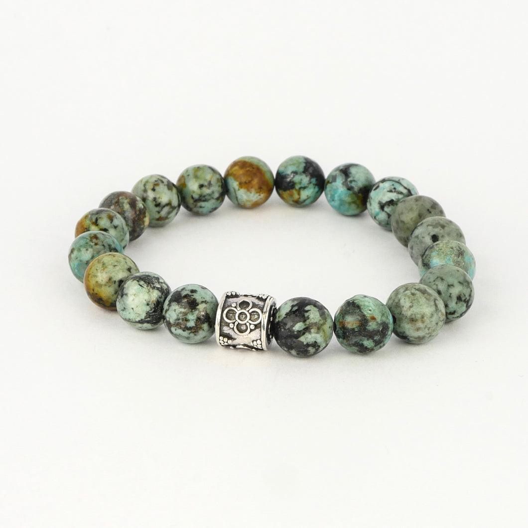 Jean Claude 10 MM African Turquoise Beaded Bracelet